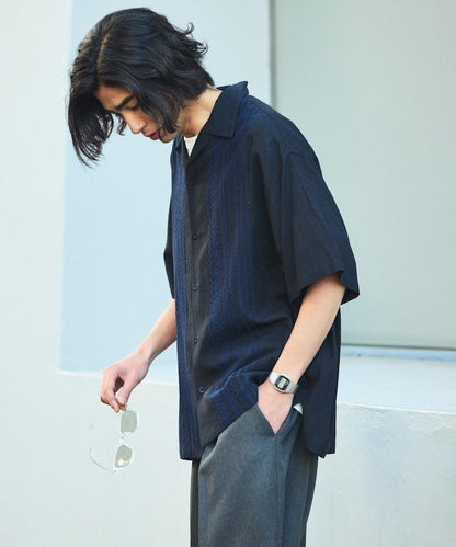 Relax Fit 舒適版 麻混織 設計刺繡 古巴襯衫 【限定推出】