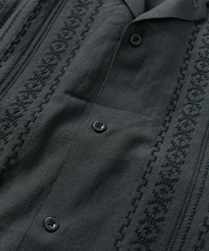 Relax Fit 舒適版 麻混織 設計刺繡 古巴襯衫 【限定推出】