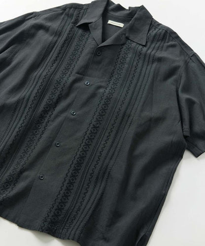 Relax Fit 舒適版 麻混織 設計刺繡 古巴襯衫 【限定推出】