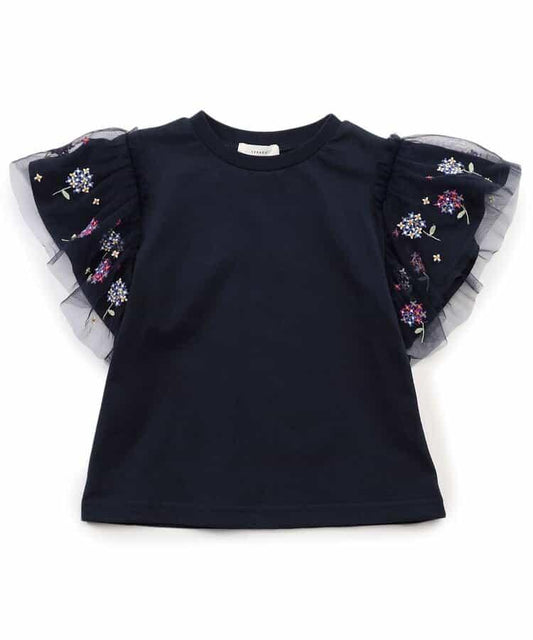 蕾絲袖 刺繡繡球花上衣