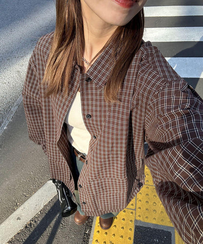 大口袋格子襯衫