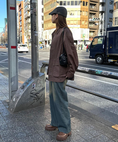 大口袋格子襯衫