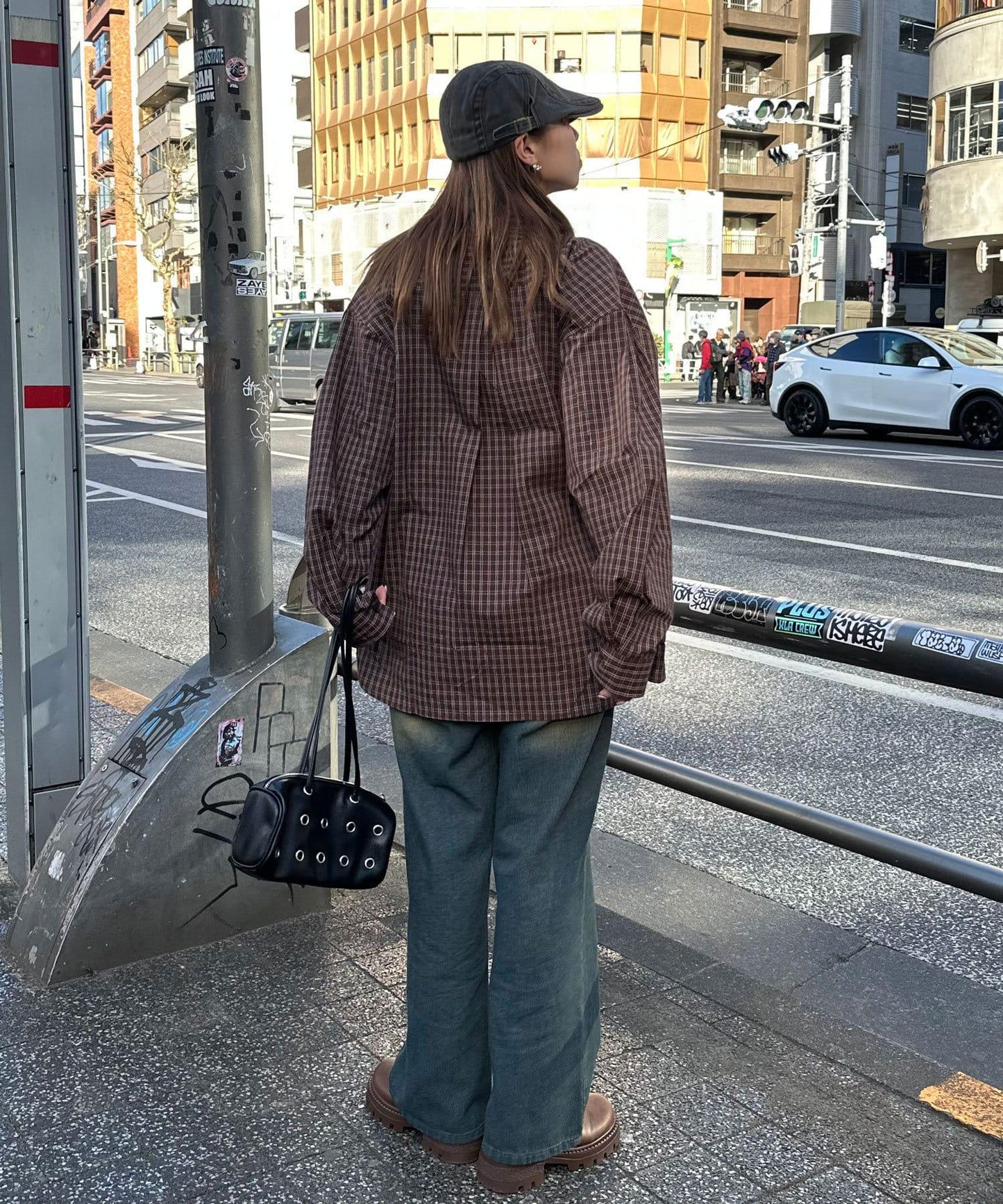大口袋格子襯衫