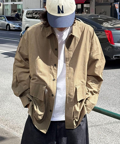 大口袋格子襯衫