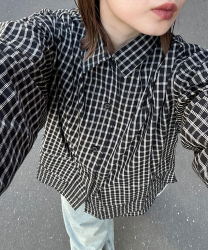 大口袋格子襯衫