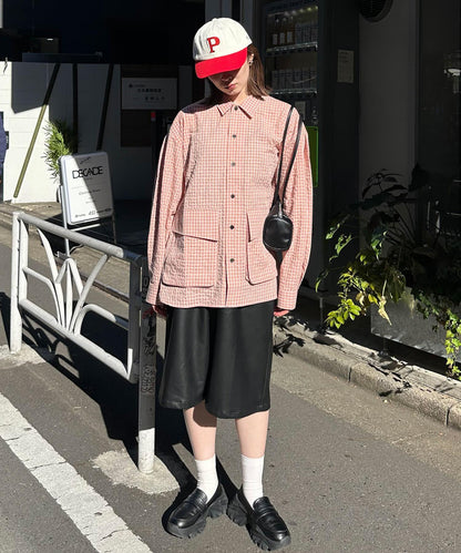 大口袋格子襯衫