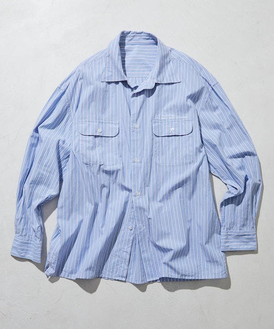 BASIC標誌刺繡寬鬆襯衫 條紋