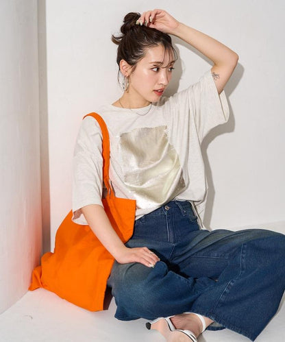 箔印圖案 大尺寸 短袖襯衫