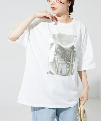 箔印圖案 大尺寸 短袖襯衫