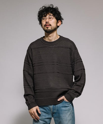 傳統條紋圓領針織衫