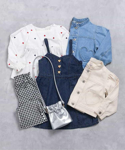 心形刺繡層疊連衣裙