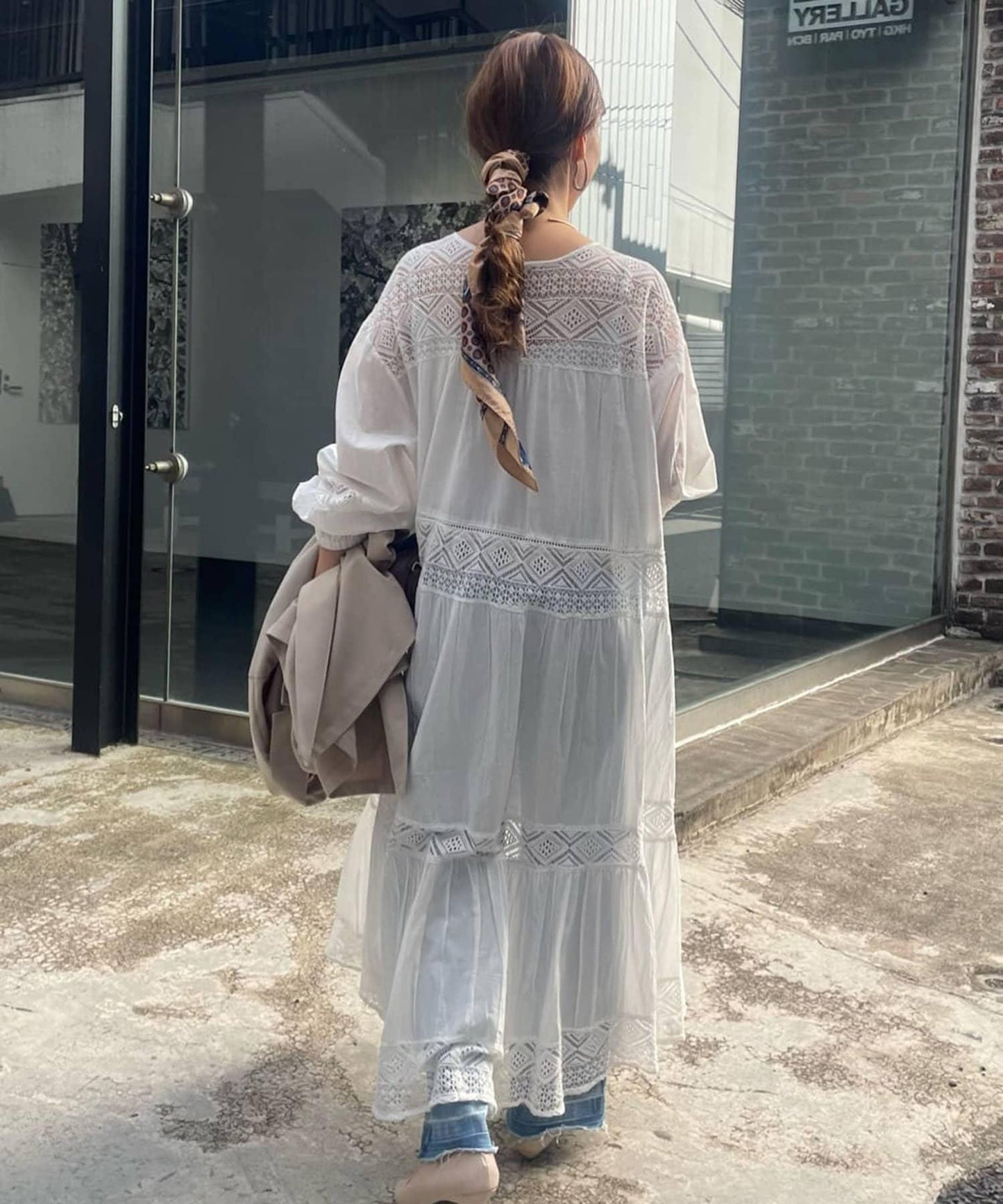 【@kana_18s】【India系列】蕾絲拼接長款連衣裙