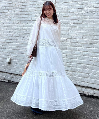 【@kana_18s】【India系列】蕾絲拼接長款連衣裙