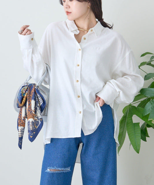 【限定】亞麻混紡常規襯衫
