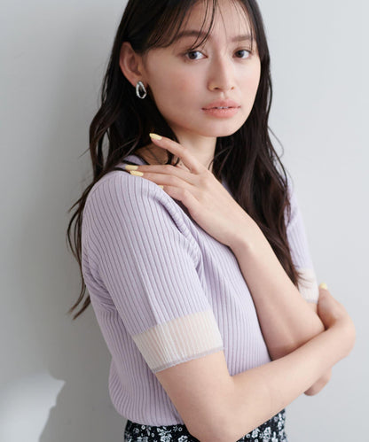 袖口透視強撚針織衫