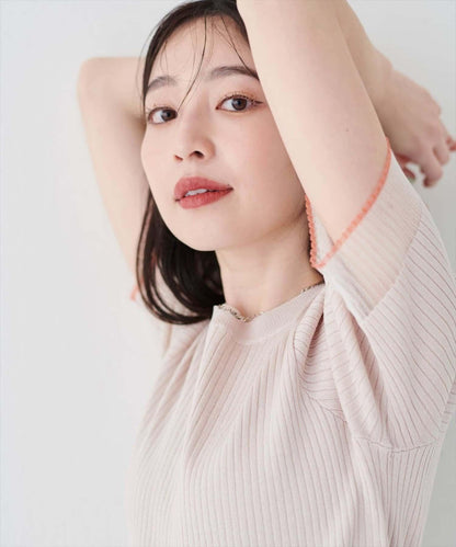 袖口透視強撚針織衫
