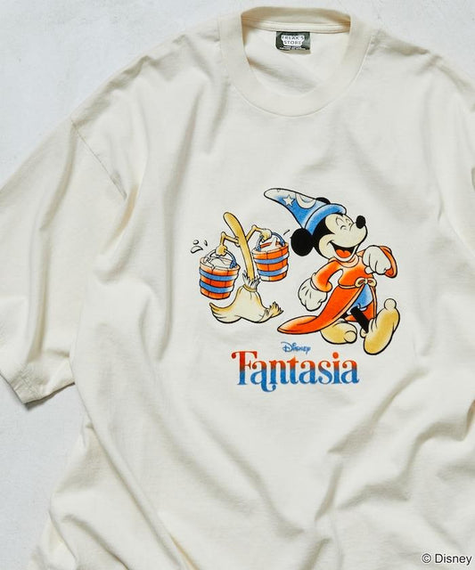 DISNEY/《迪士尼》/『幻想曲』/藍色/米奇老鼠/絨布印花 圓領T恤