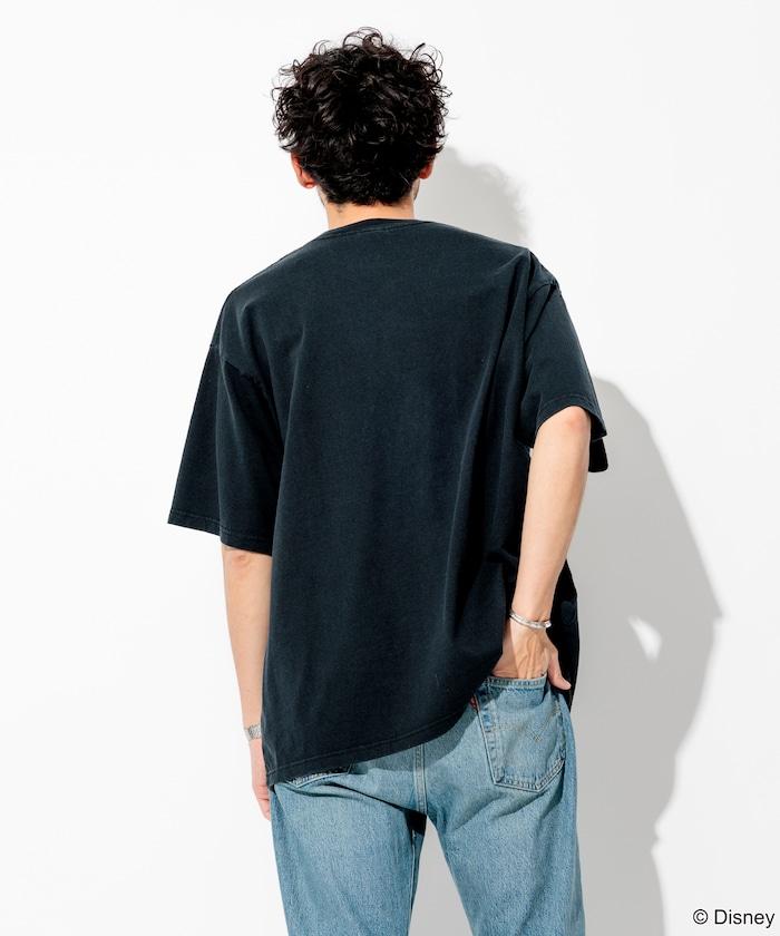 DISNEY/《迪士尼》/『幻想曲』/藍色/米奇老鼠/絨布印花 圓領T恤