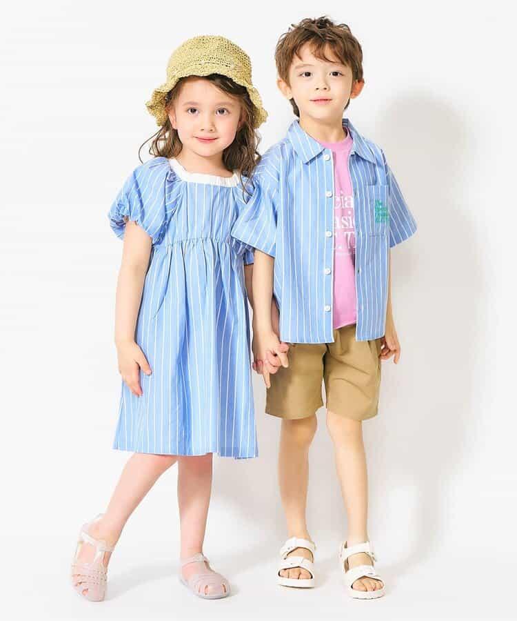 【連衣裙】條紋格子襯衫