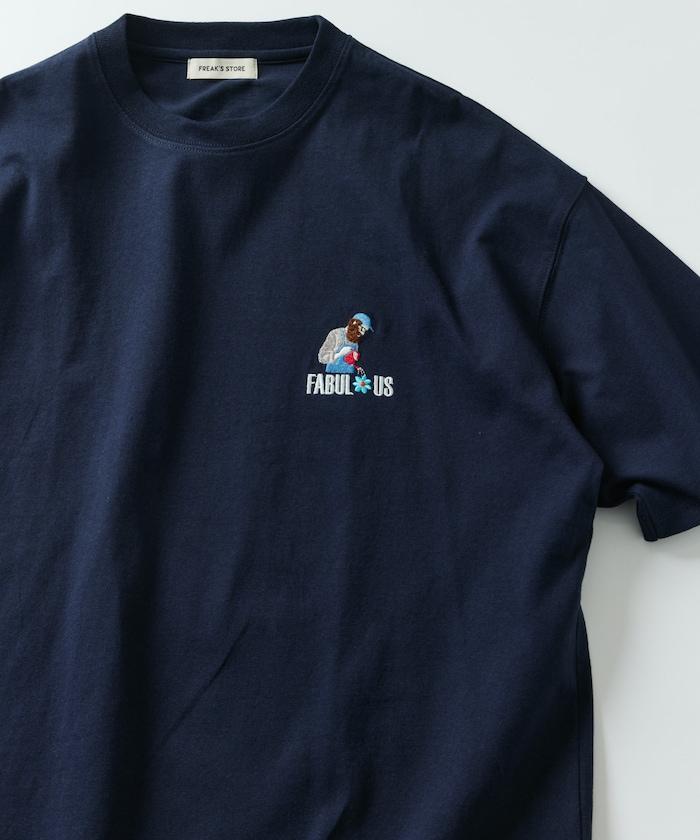 大尺寸 刺繡點綴 圓領 T恤 / 花