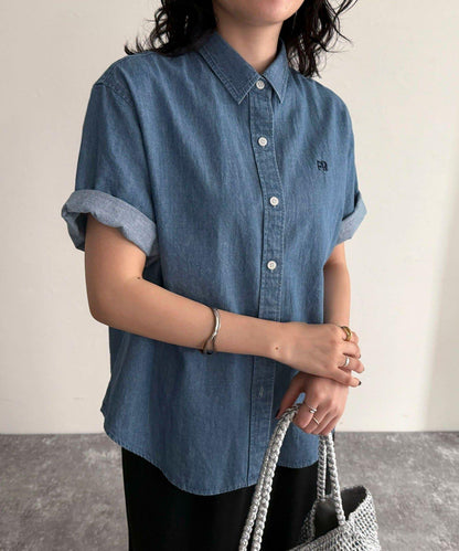 FR刺繡短袖襯衫