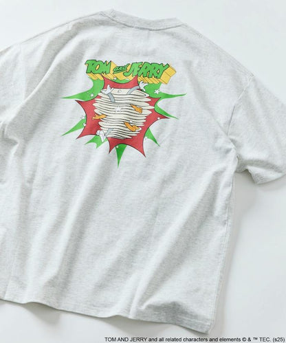 TOM＆JERRY / 《貓和老鼠》 聯名 大尺寸 印花背面 圓領 T恤 【限定推出】
