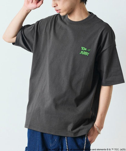 TOM＆JERRY / 《貓和老鼠》 聯名 大尺寸 印花背面 圓領 T恤 【限定推出】