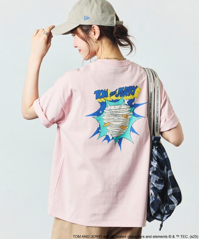 TOM＆JERRY / 《貓和老鼠》 聯名 大尺寸 印花背面 圓領 T恤 【限定推出】