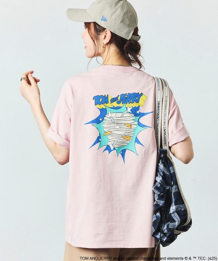 TOM＆JERRY / 《貓和老鼠》 聯名 大尺寸 印花背面 圓領 T恤 【限定推出】