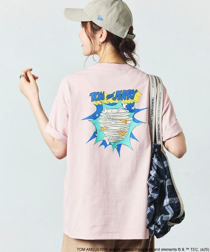 TOM＆JERRY / 《貓和老鼠》 聯名 大尺寸 印花背面 圓領 T恤 【限定推出】