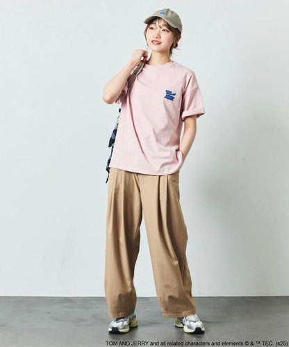 TOM＆JERRY / 《貓和老鼠》 聯名 大尺寸 印花背面 圓領 T恤 【限定推出】