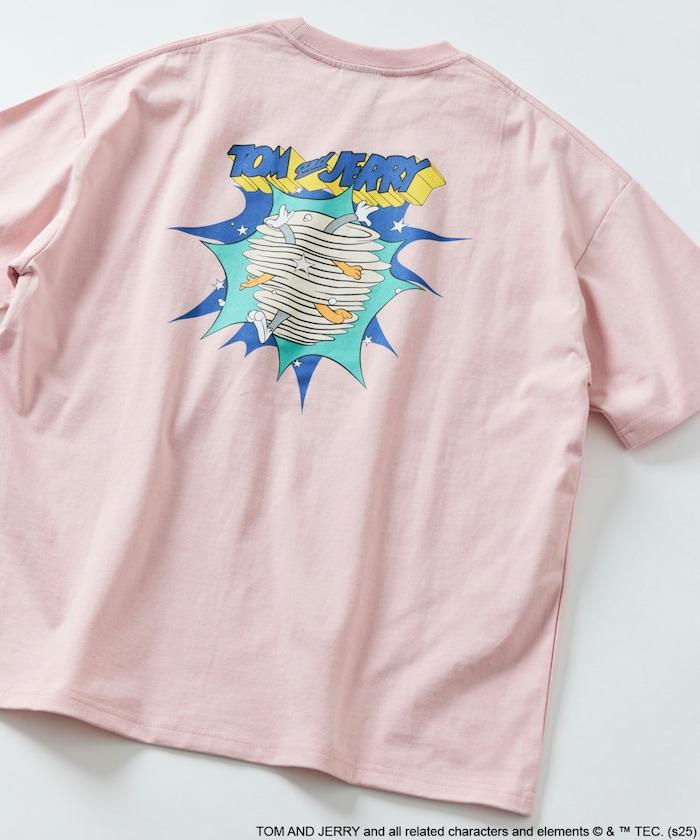 TOM＆JERRY / 《貓和老鼠》 聯名 大尺寸 印花背面 圓領 T恤 【限定推出】