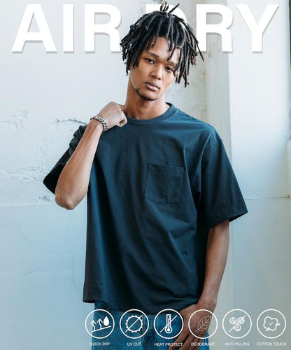 《AIR》DRY 高功能材料 7.7盎司 大尺寸 圓領口袋T恤/吸溼快乾/遮熱/防紫外線