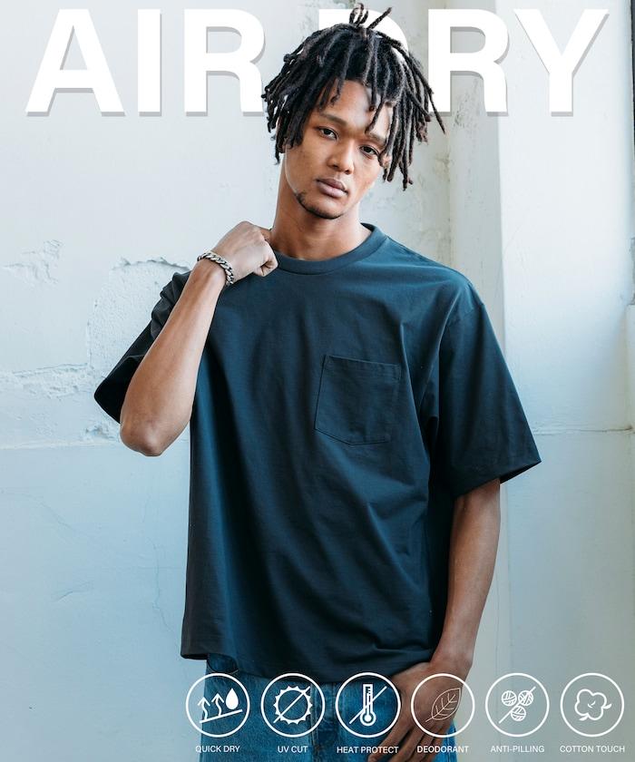 《AIR》DRY 高功能材料 7.7盎司 大尺寸 圓領口袋T恤/吸溼快乾/遮熱/防紫外線