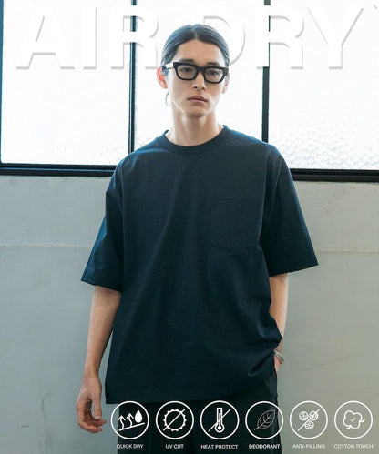 《AIR》DRY 高功能材料 7.7盎司 大尺寸 圓領口袋T恤/吸溼快乾/遮熱/防紫外線