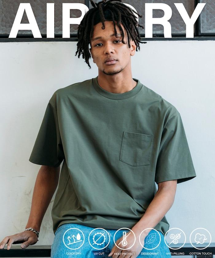 《AIR》DRY 高功能材料 7.7盎司 大尺寸 圓領口袋T恤/吸溼快乾/遮熱/防紫外線