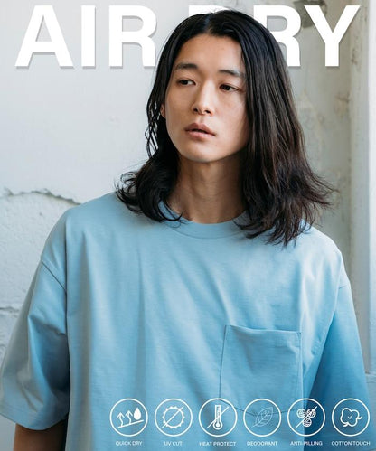 《AIR》DRY 高功能材料 7.7盎司 大尺寸 圓領口袋T恤/吸溼快乾/遮熱/防紫外線