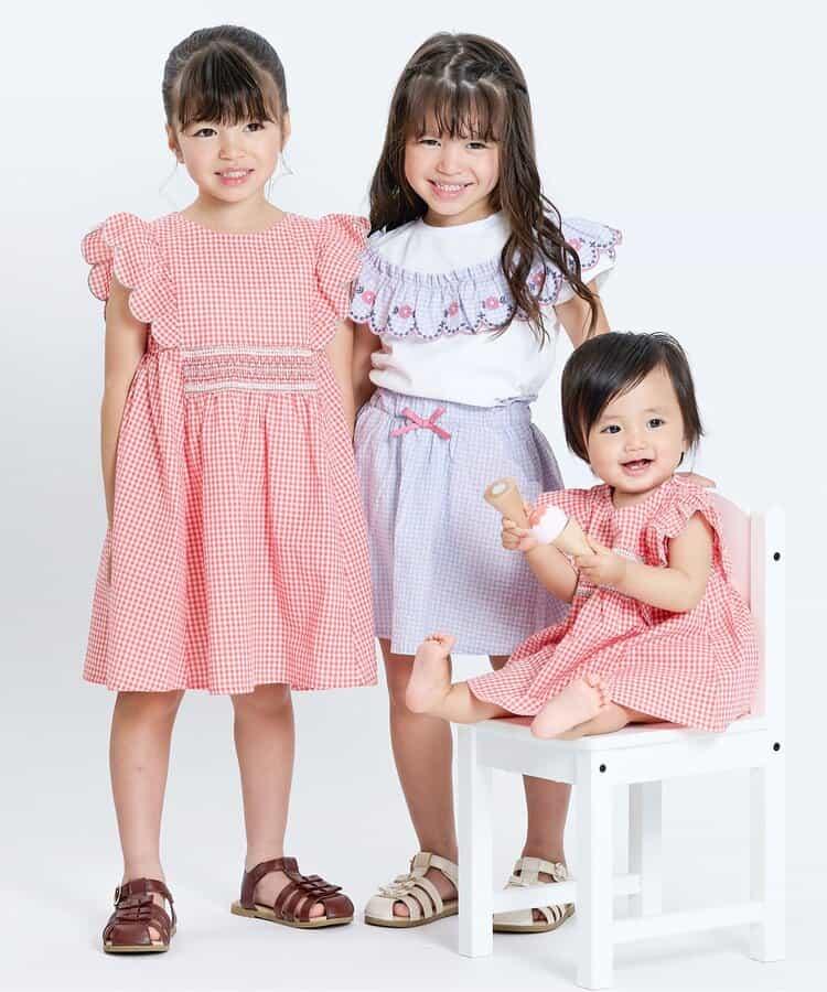 【連衣裙】少女風格格紋嬰兒套裝