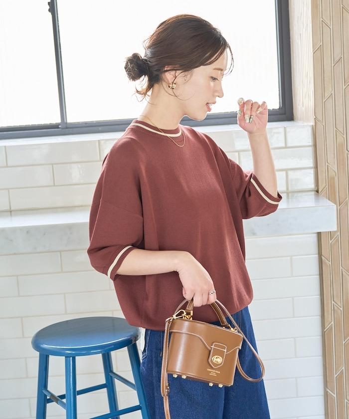 夏季針織連衣裙 線條 短袖 T恤（可手洗）