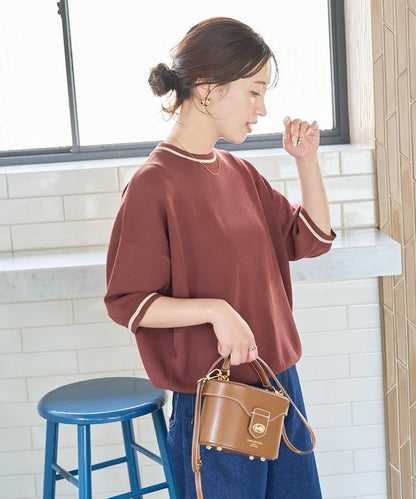 夏季針織連衣裙 線條 短袖 T恤（可手洗）