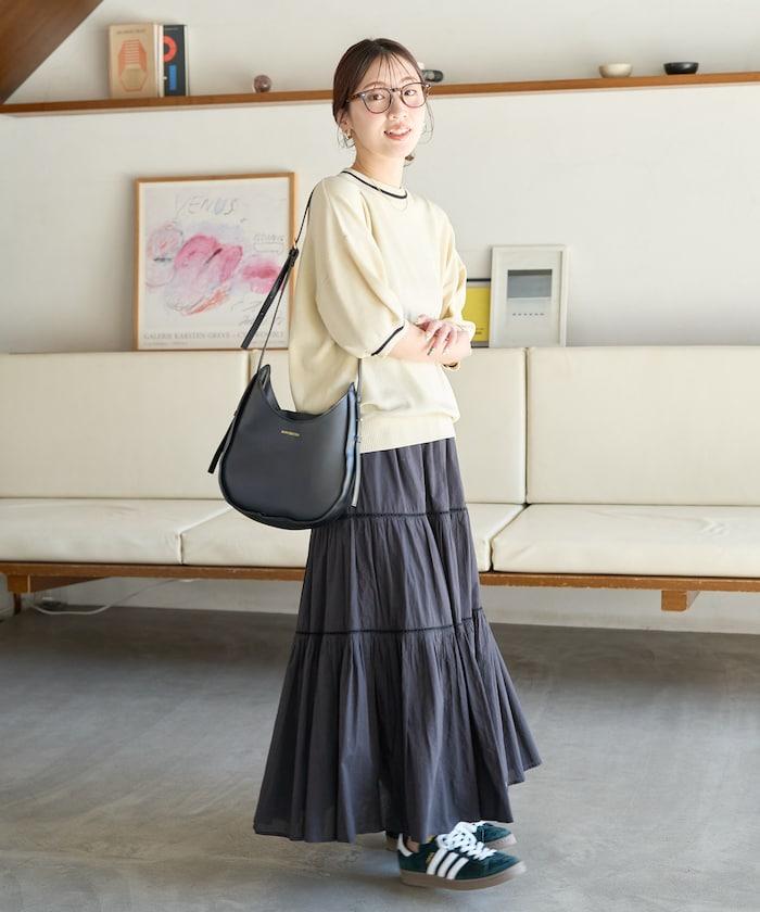 夏季針織連衣裙 線條 短袖 T恤（可手洗）