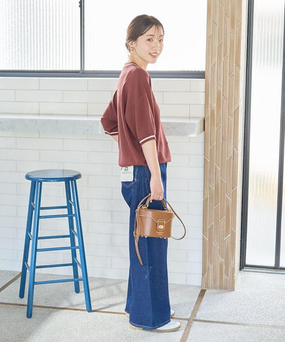 夏季針織連衣裙 線條 短袖 T恤（可手洗）