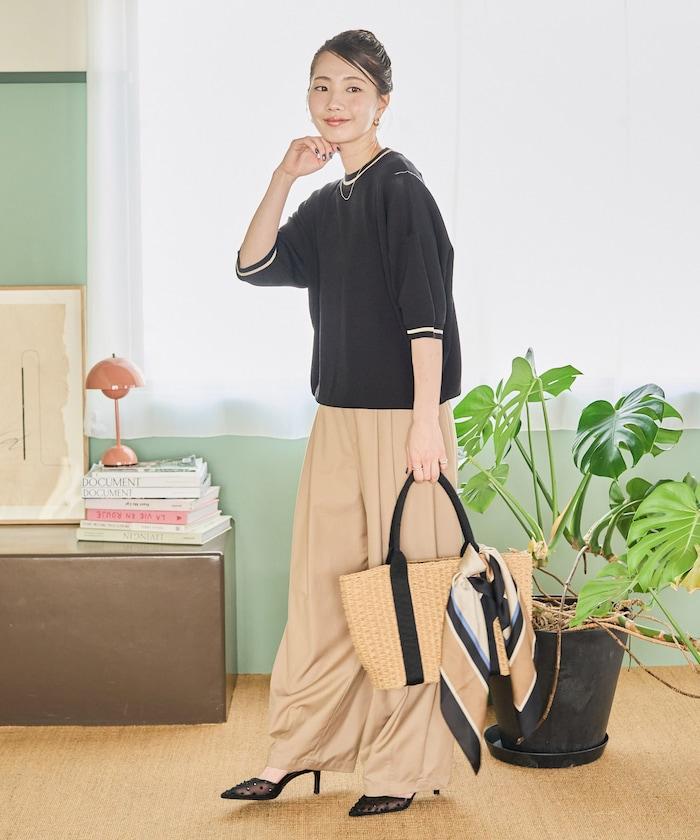 夏季針織連衣裙 線條 短袖 T恤（可手洗）