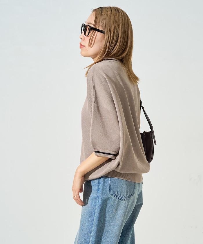 夏季針織連衣裙 線條 短袖 T恤（可手洗）