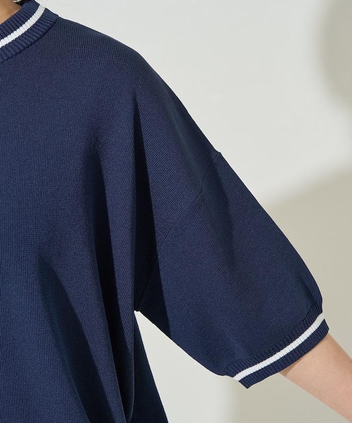 夏季針織連衣裙 線條 短袖 T恤（可手洗）