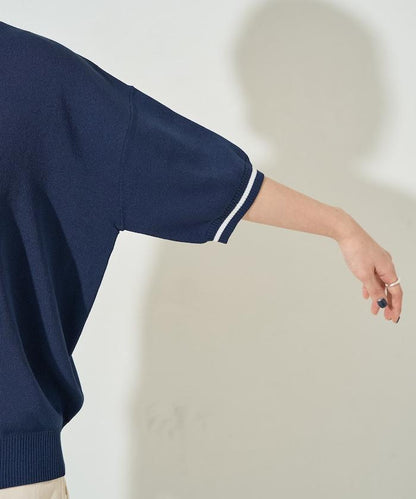 夏季針織連衣裙 線條 短袖 T恤（可手洗）