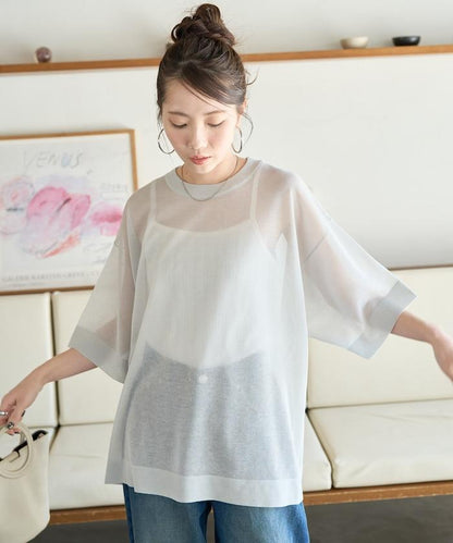 手洗可 混紡亞麻 透氣 半袖 TEE(針織)