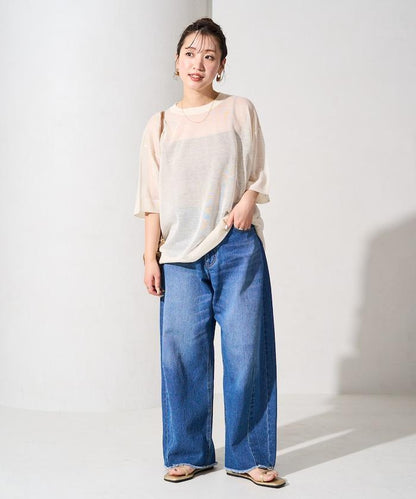 手洗可 混紡亞麻 透氣 半袖 TEE(針織)