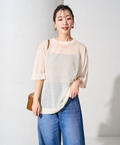 手洗可 混紡亞麻 透氣 半袖 TEE(針織)
