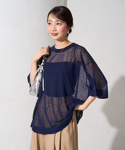 手洗可 混紡亞麻 透氣 半袖 TEE(針織)